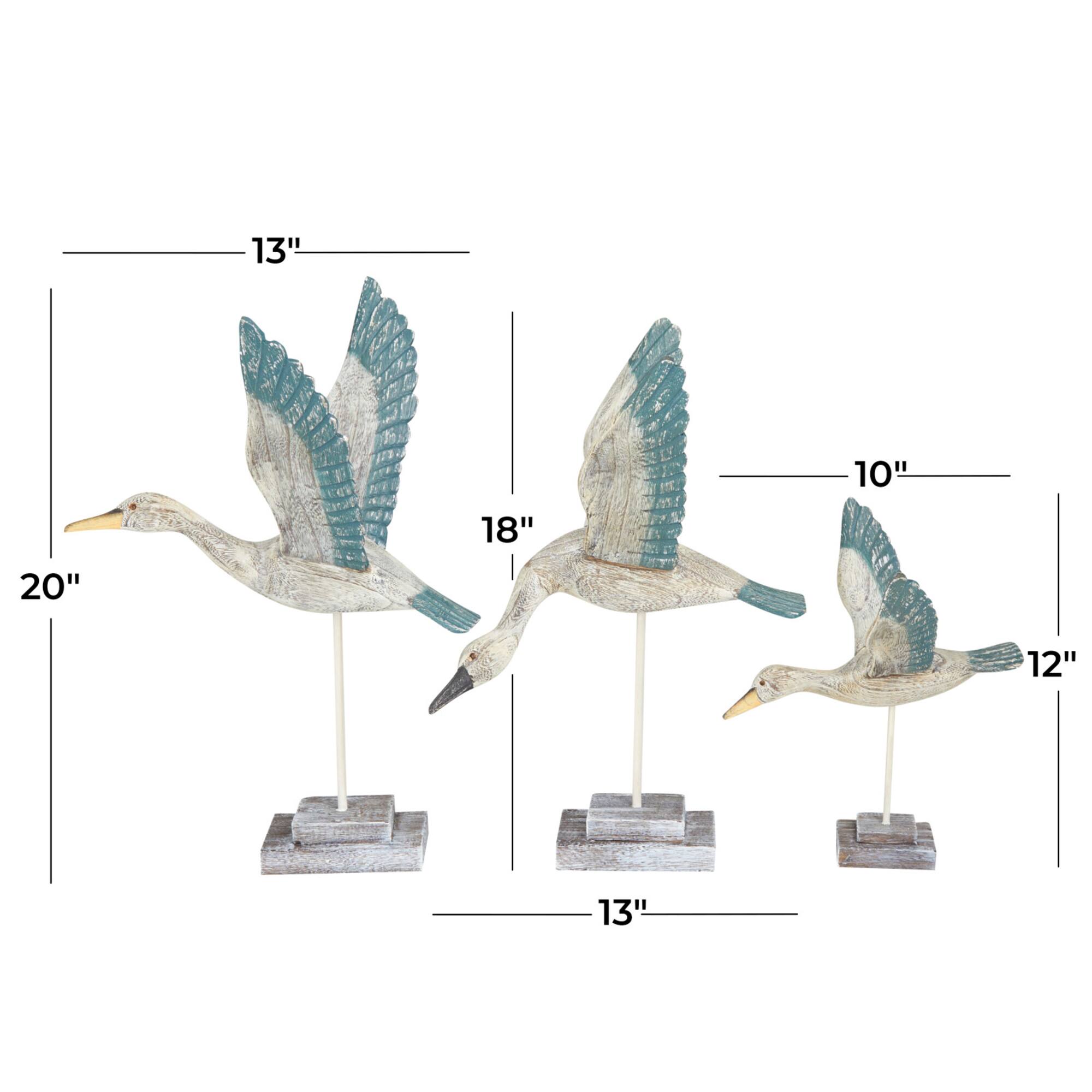 Set of 3 White Pine Coastal Sculpture, 13" x 13" x 10"